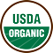 USDA Organic-logo, een cirkel met een groen en wit ontwerp, dat aangeeft dat het product voldoet aan de biologische normen van het Amerikaanse ministerie van Landbouw.