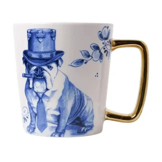 Theemok - Heinen Delfts Blauw - Hond met Sigaar