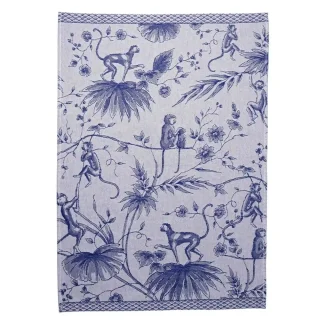 Theedoek - Heinen Delfts Blauw - Sharing Moments - Aapjes
