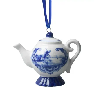 Theepot kerstbal - Heinen Delfts Blauw
