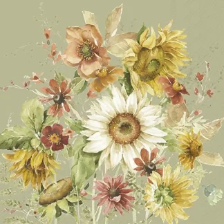 Servetten - Ihr - Late Summer Flowers- Green