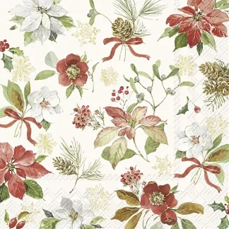 Servetten - Ihr - Poinsettia Flowers- Cream