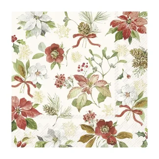 Servetten - Ihr - Poinsettia Flowers- Cream