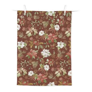 Theedoek - Ihr - Poinsettia Flowers - Red