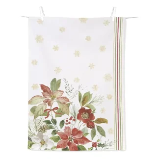 Theedoek - Ihr - Poinsettia Flowers - Cream