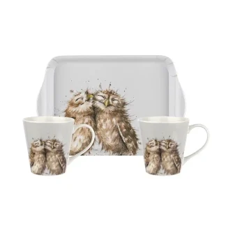 Set theemokjes en tray - Wrendale - The Twits (Owl)