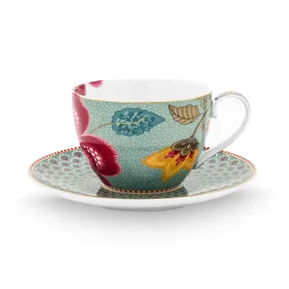 Theekop en schotel - Pip Studio - Blooming Tales - Blue