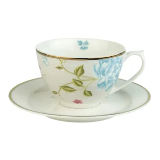 Theekop en schotel - Laura Ashley - Cobblestone Pinstripe