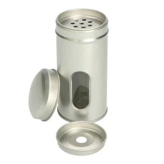 Theeblik Zilver - Rond met venster - 200 ml