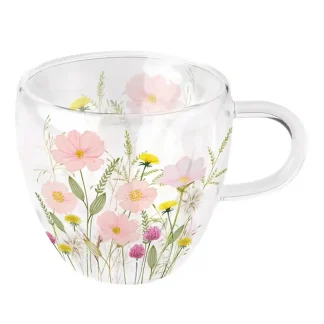 Theeglas dubbelwandig - Ambiente - Pastel Flowers Roze