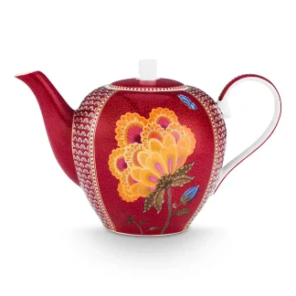 Theepot - Pip Studio - Blooming Tales - Dark Red - 1600 ml