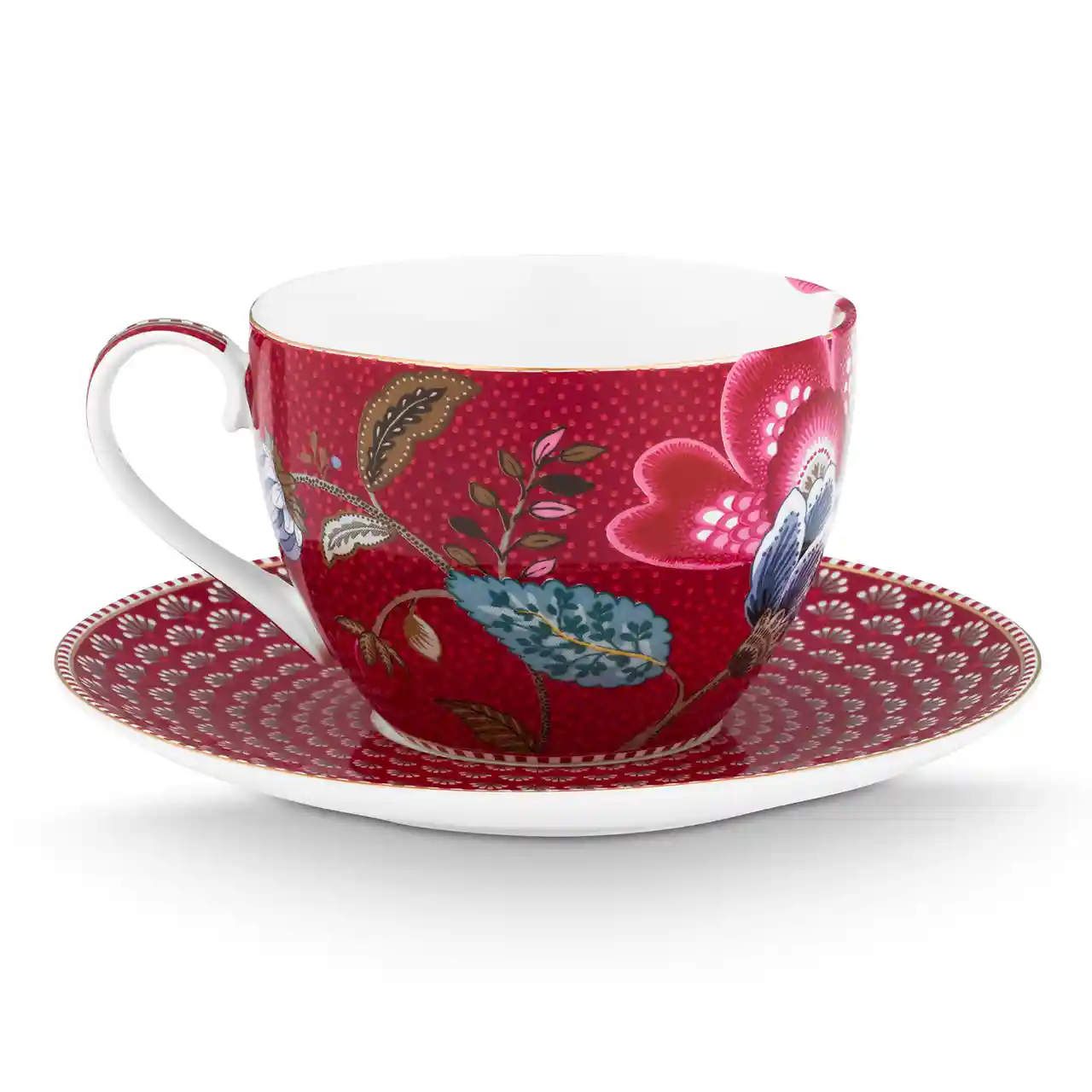 Theekop en schotel - Pip Studio - Blooming Tales - Dark Red - Afbeelding 2