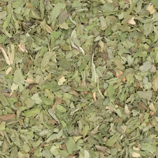 Gedroogd en gesneden biologisch pepermuntblad (Mentha × piperita)