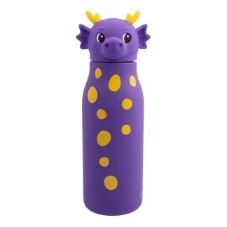 Dotz Zigo dubbelwandige RVS kinderdrinkfles met draak en siliconen rietje 350 ml