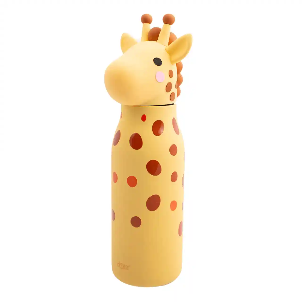 Dotz Pipa dubbelwandige RVS kinderdrinkfles met giraf en siliconen rietje 350 ml