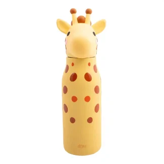 Dotz Pipa dubbelwandige RVS kinderdrinkfles met giraf en siliconen rietje 350 ml