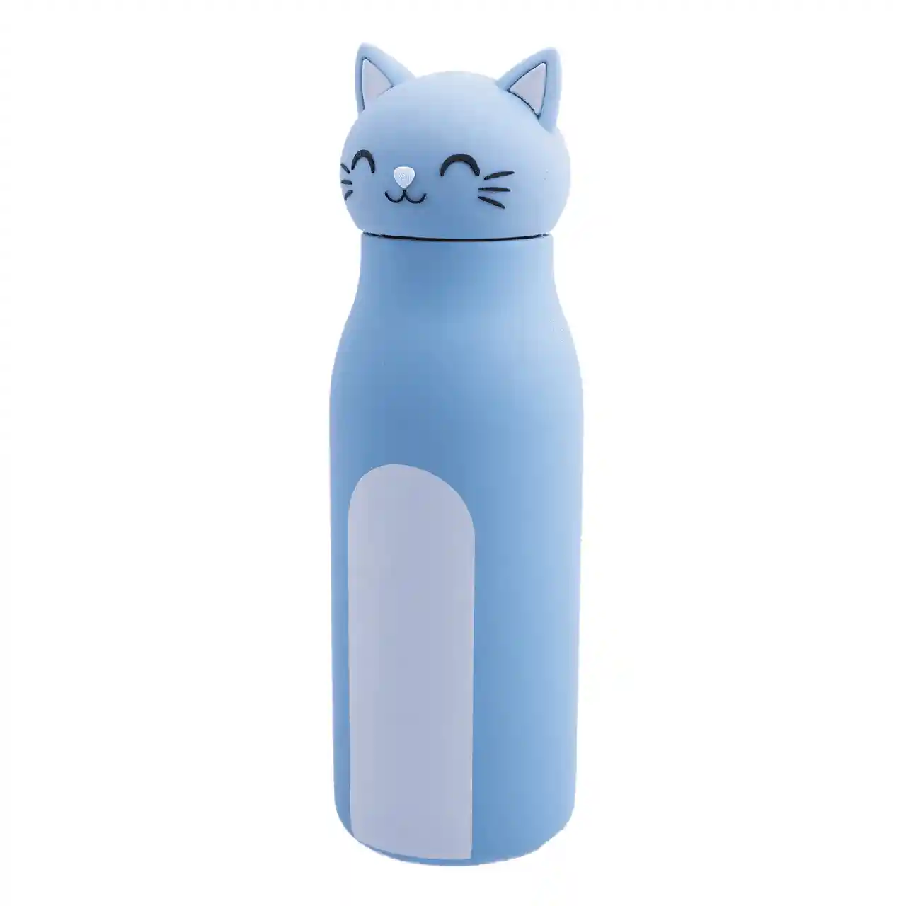 Dotz Mia dubbelwandige RVS kinderdrinkfles van 350 ml met lieve poes en zacht siliconen rietje. Handig voor school en onderweg.