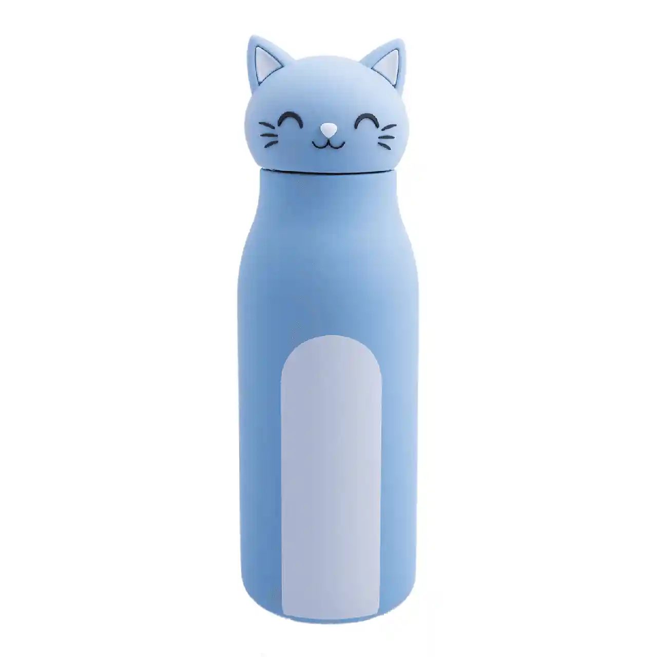 Dotz Mia dubbelwandige RVS kinderdrinkfles van 350 ml met lieve poes en zacht siliconen rietje. Handig voor school en onderweg.